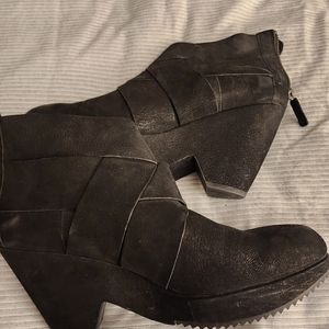 Eileen Fisher leather platform booties